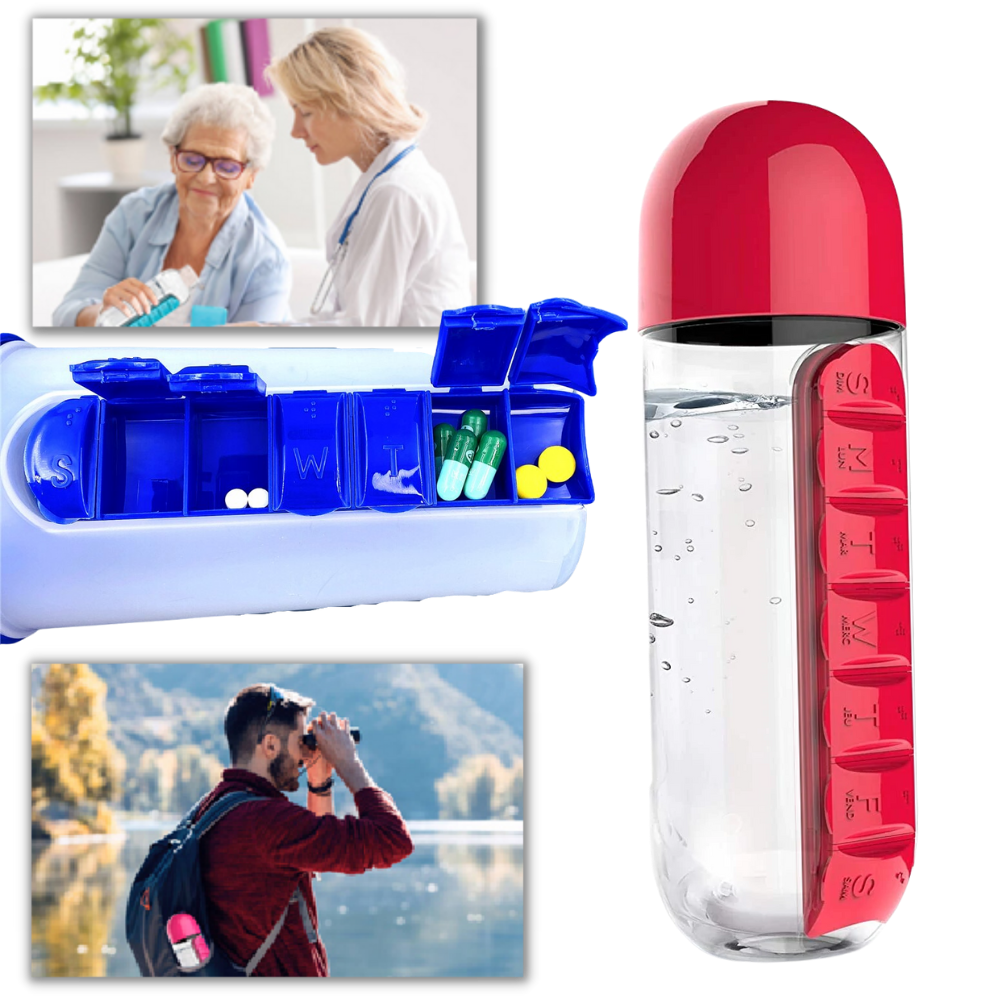 Plastic Water Bottle with Pill Box