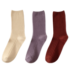 3 Pairs Ribbed Cotton Socks for Women