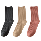 3 Pairs Ribbed Cotton Socks for Women