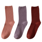 3 Pairs Ribbed Cotton Socks for Women