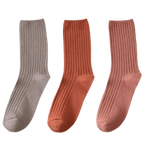 3 Pairs Ribbed Cotton Socks for Women