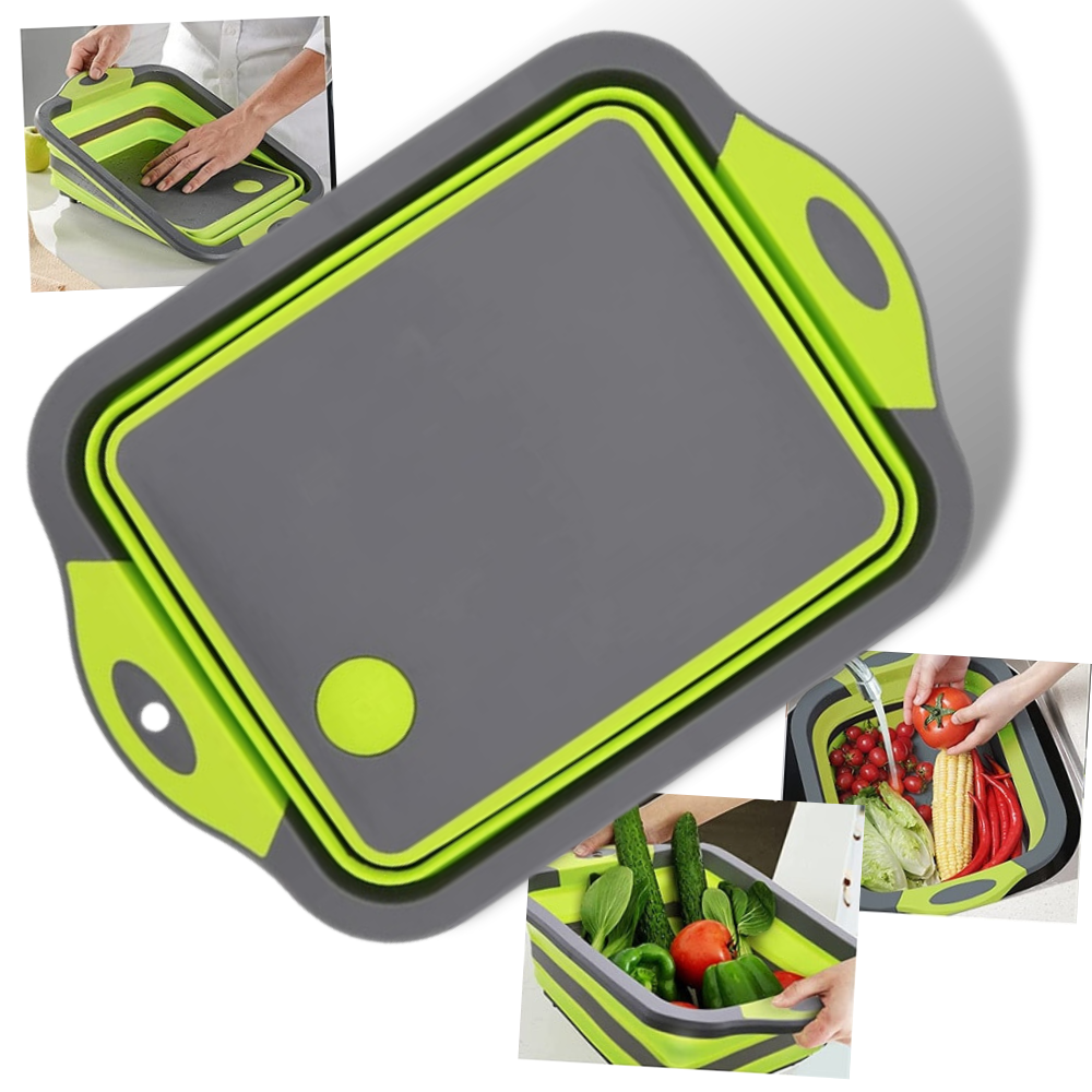 Collapsible Cutting Board with Basket