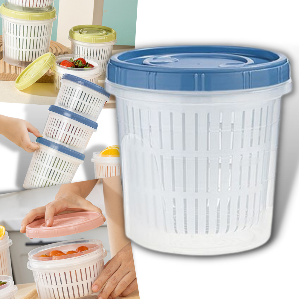 Stackable Food Container with Drainer