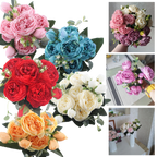 Artificial Silk Peony and Roses Flower Bouquet
