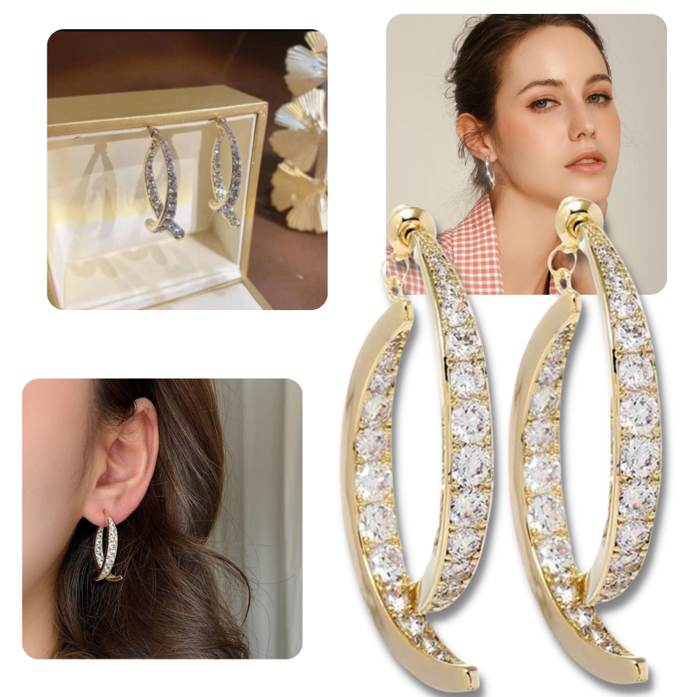 Silver/Gold Cross-Curved Earrings