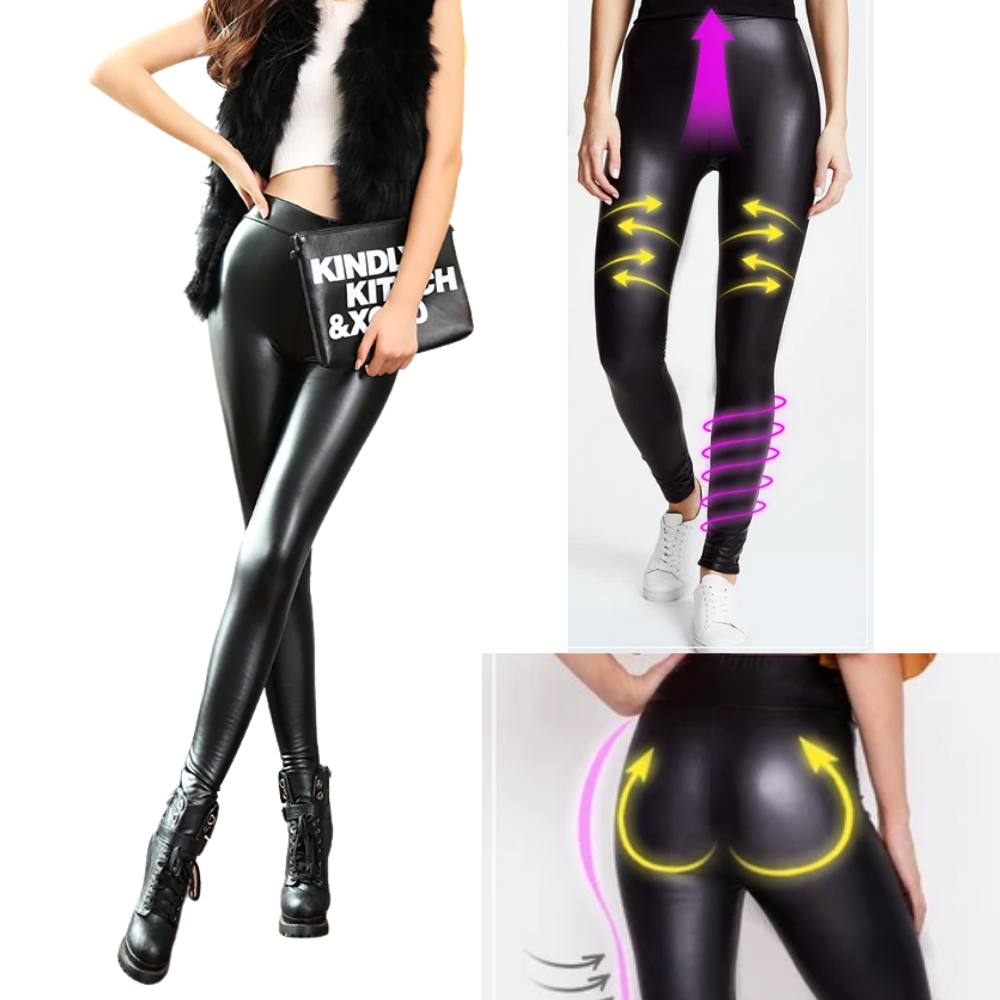 High-waisted Faux Leather Trousers