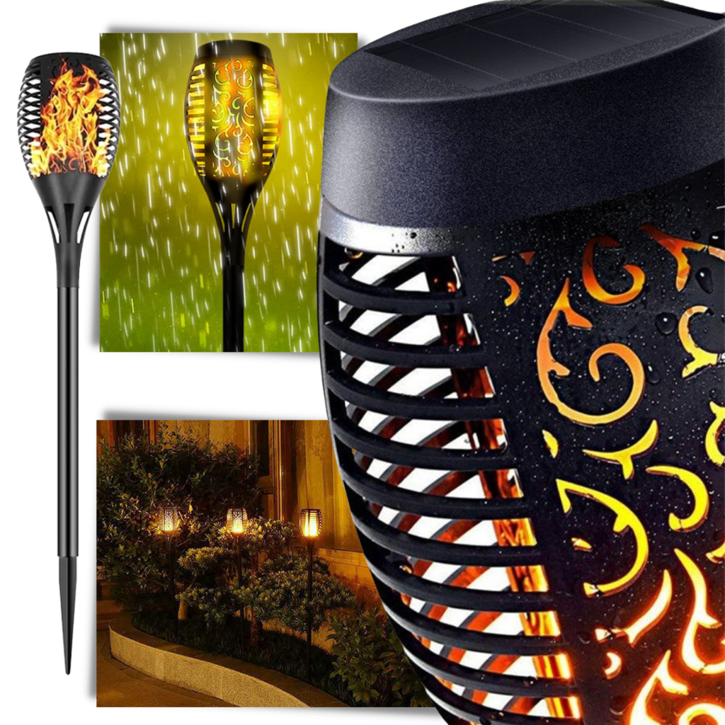 LED Solar Torch Light with flickering flame