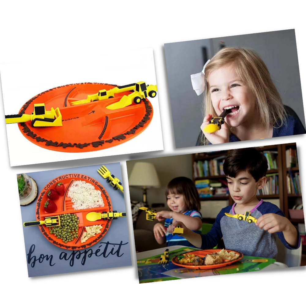 Creative Constructive Eating Plate and Utensils Set