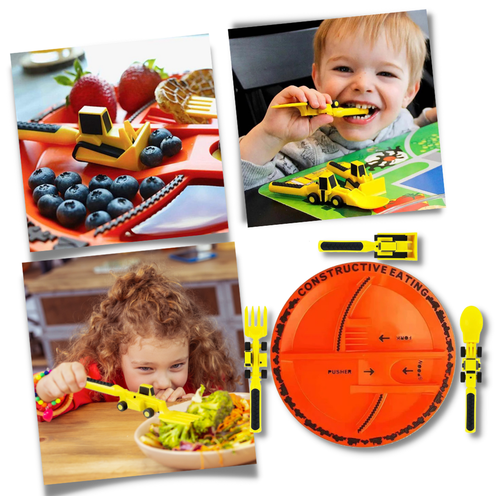 Creative Constructive Eating Plate and Utensils Set