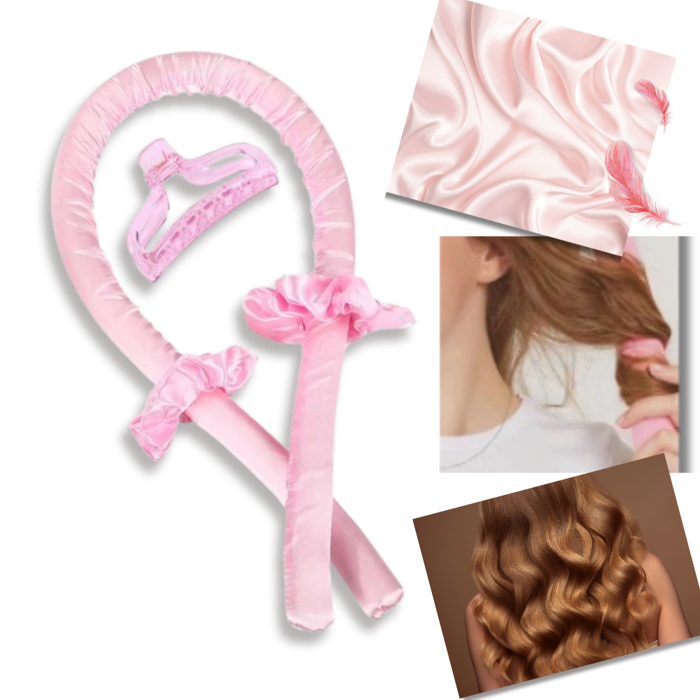 Heatless Curling Rod Headband Ribbon Silk