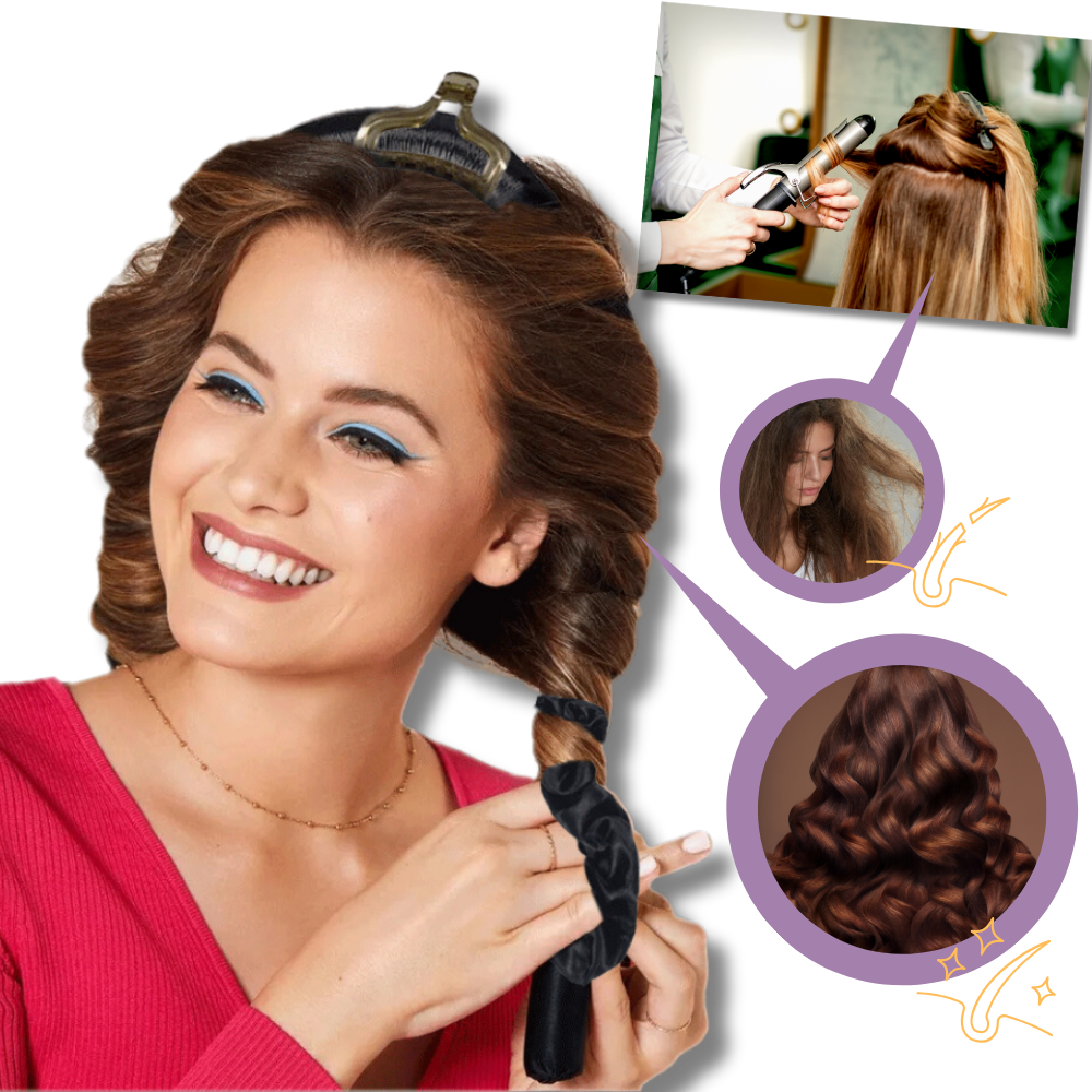 Heatless Curling Rod Headband Ribbon Silk