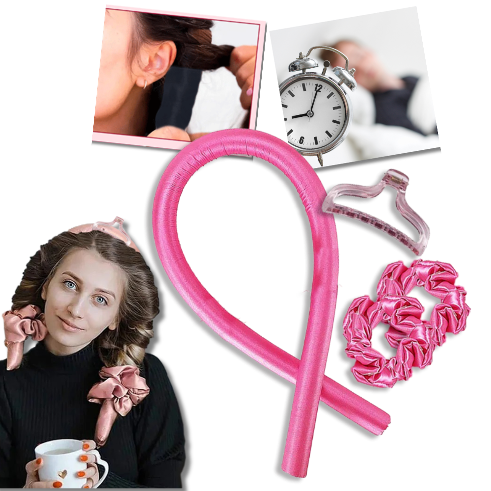 Heatless Curling Rod Headband Ribbon Silk