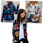 Long Sleeve Flower Bomber Jacket