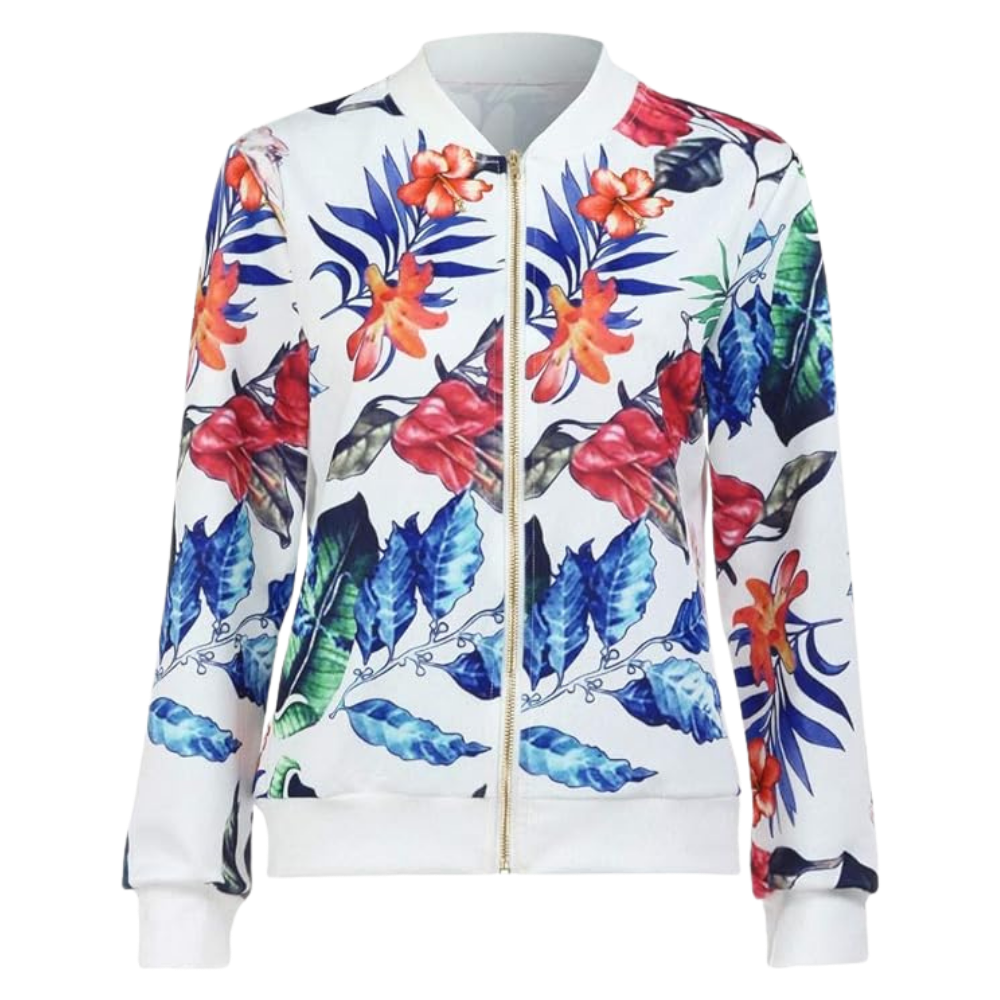 Long Sleeve Flower Bomber Jacket