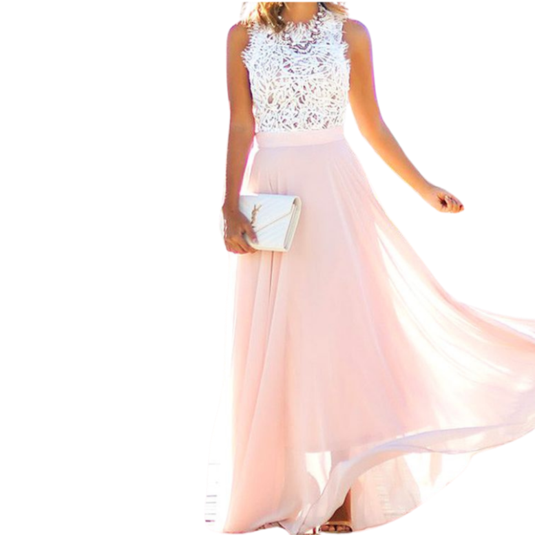 Prairie Chic Lace Chiffon Dress