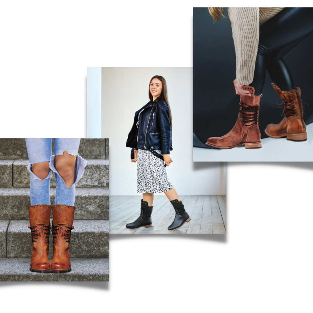 Vintage PU Leather Ankle Boots